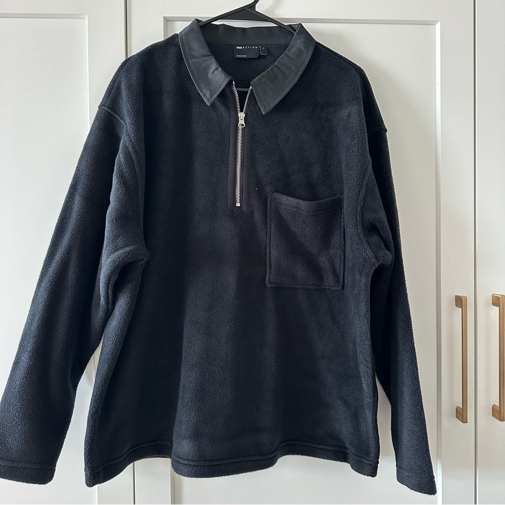 ASOS Black Zip-Up Sweater with Collar